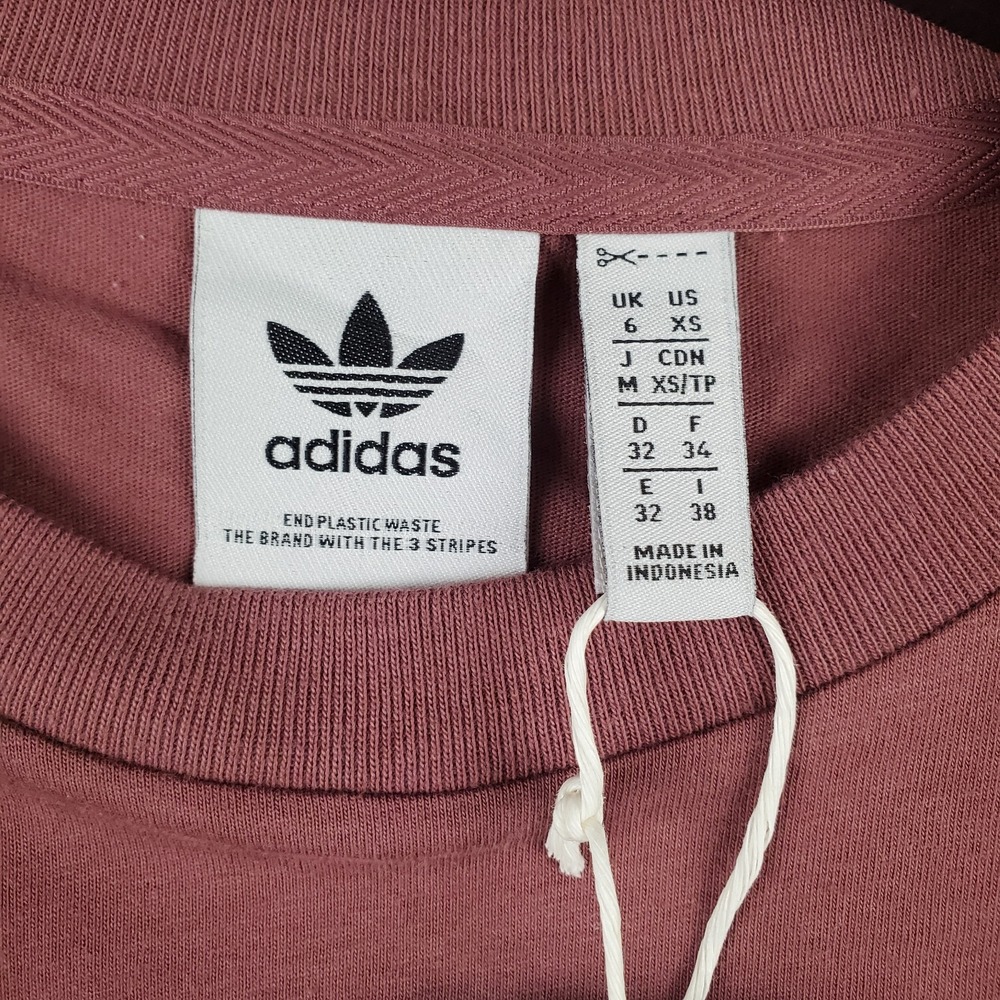 Adidas Originals Adicolor T Shirt Womens XS Maroon Gray 2 Tone Trefoil Logo - Picture 5 of 9